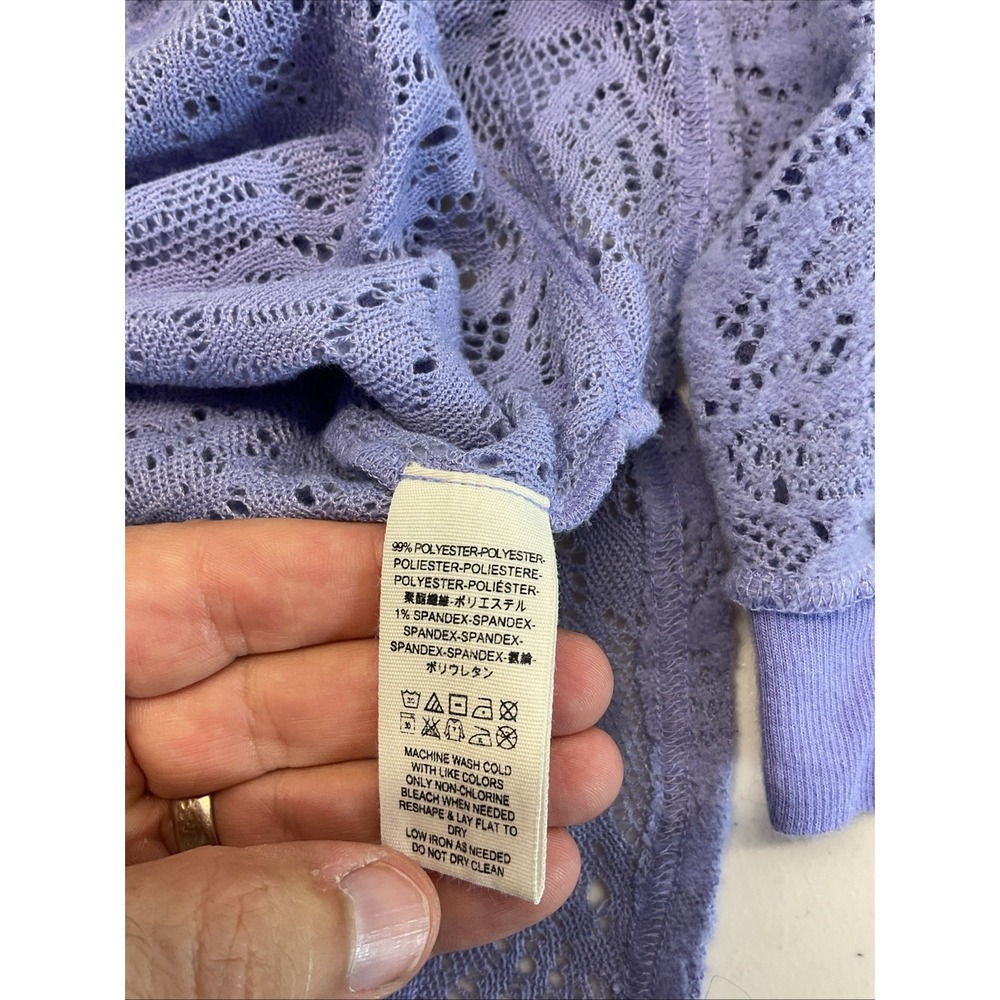 Free People Glacier Not Cold Sheer Lace top LG open knit‎ long sleeve oversized - Picture 8 of 12
